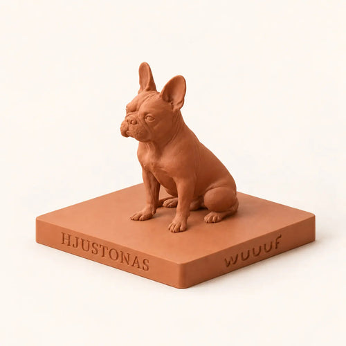 WUUUF 12 cm seated French bulldog in Terracotta