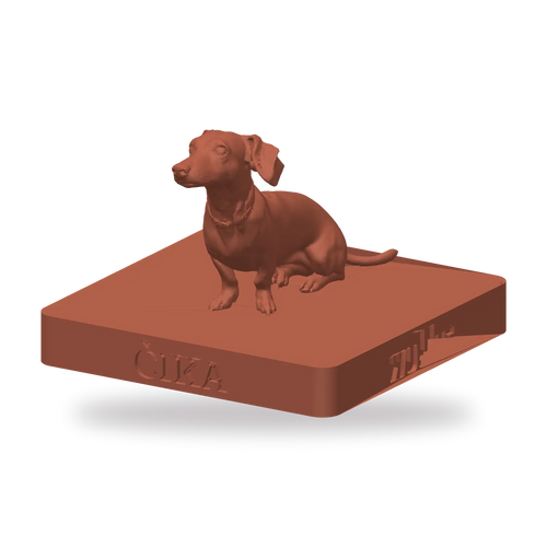 WUUUF CLASSIC 3D pet sculpture in terracotta, viewed from above and the side